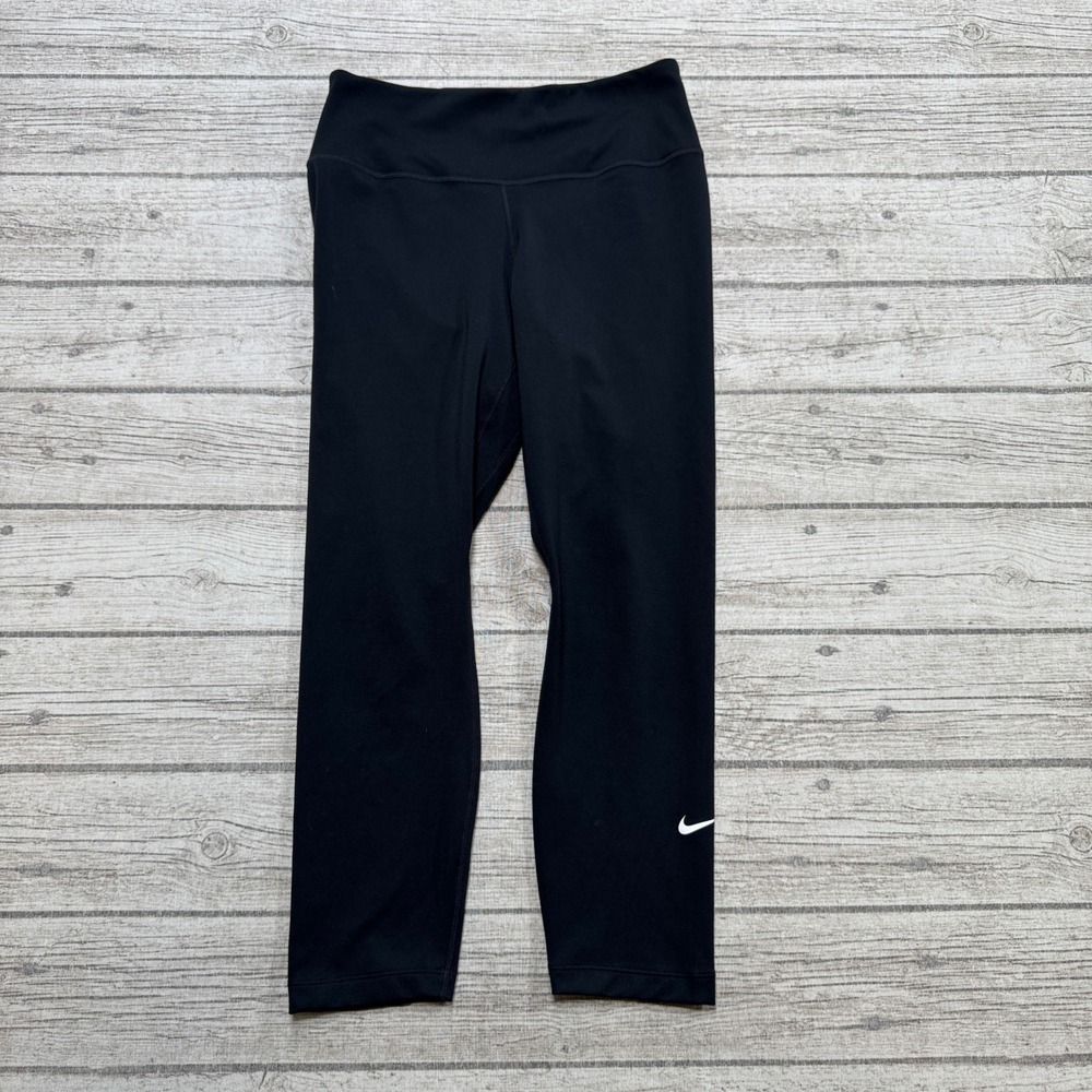 Nike Leggings Womens Small Black Dri-FIT Cropped High Rise Athletic Yoga Workout